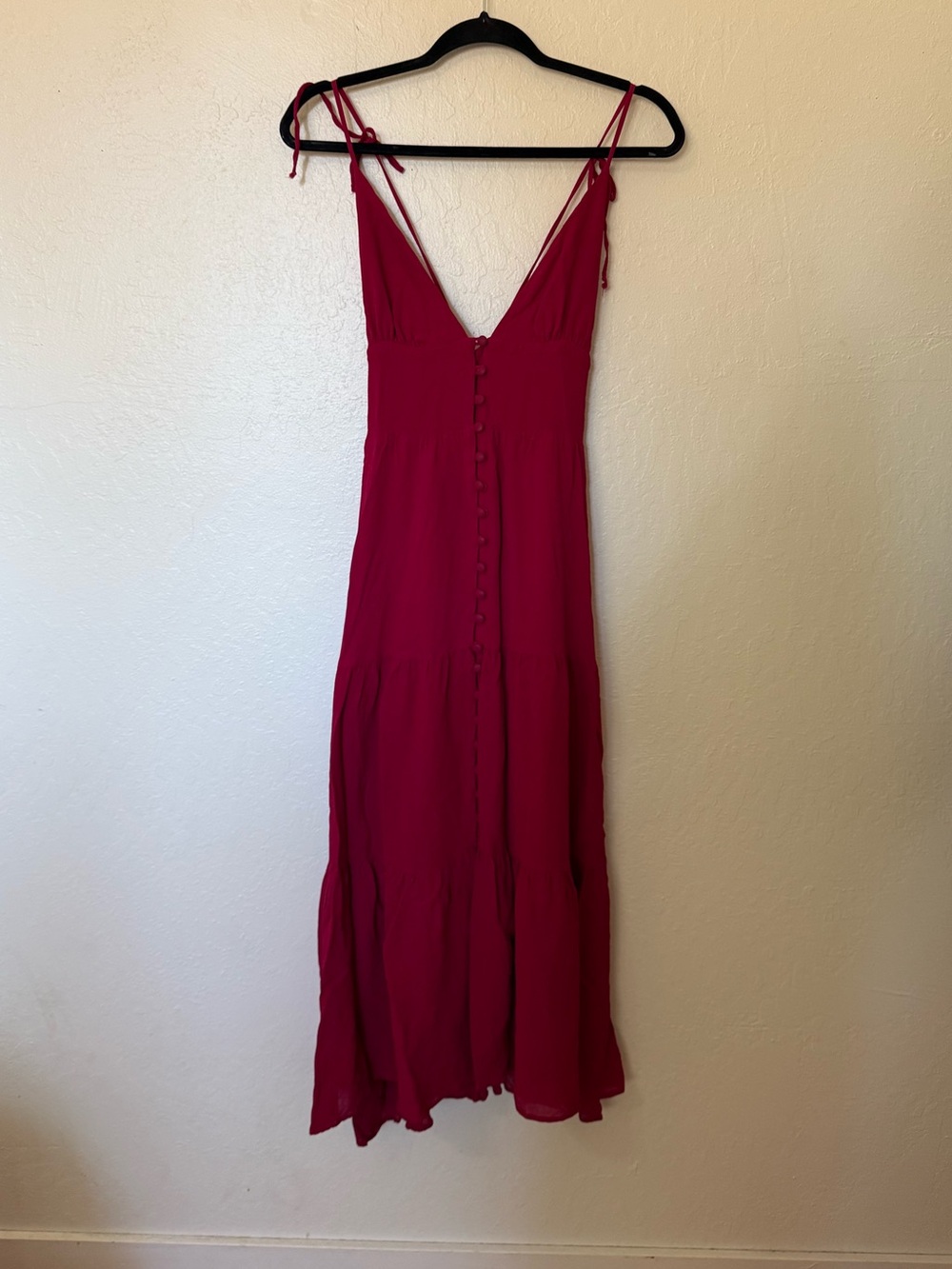 Reformation Fuchsia Tie-Shoulder Button-Front Maxi Dress size 8
